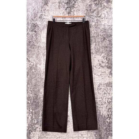 Max Mara Pants 8 Womens Brown Stretch Wool High Rise Wide Leg Trouser - Picture 1 of 7